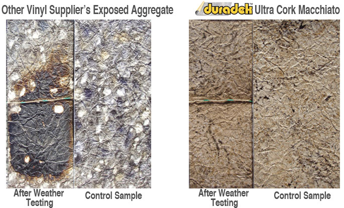 Image showing a comparison of Duradek products to other suppliers after exposure to elements